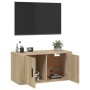 Sonoma oak wall-mounted TV cabinet 80x34.5x40 cm by vidaXL, TV Furniture - Ref: Foro24-816627, Price: 65,35 €, Discount: %