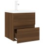 Mueble de baño con lavabo madera contrachapada marrón roble de vidaXL, Tocadores de baño - Ref: Foro24-3152863, Precio: 140,9...