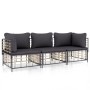 Gartenmöbel-Set 3-teilig anthrazitfarbene PE-Rattankissen von vidaXL, Outdoor-Sofas - Ref: Foro24-3186695, Preis: 244,31 €, R...