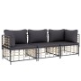 Garden furniture set 3 pieces anthracite PE rattan cushions by vidaXL, Outdoor sofas - Ref: Foro24-3186695, Price: 244,31 €, ...