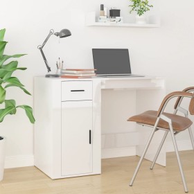 Escritorio madera contrachapada blanco brillante 100x49x75 cm de vidaXL, Escritorios - Ref: Foro24-816786, Precio: 99,18 €, D...