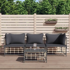 Gartenmöbel-Set 4-teilig und anthrazitfarbene PE-Rattan-Kissen von vidaXL, Outdoor-Sofas - Ref: Foro24-3186697, Preis: 313,22...