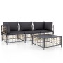 Gartenmöbel-Set 4-teilig und anthrazitfarbene PE-Rattan-Kissen von vidaXL, Outdoor-Sofas - Ref: Foro24-3186697, Preis: 313,22...