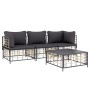 Garden furniture set 4 pieces and anthracite PE rattan cushions by vidaXL, Outdoor sofas - Ref: Foro24-3186697, Price: 313,22...