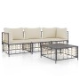 Garden furniture set 4 pieces and anthracite PE rattan cushions by vidaXL, Outdoor sofas - Ref: Foro24-3186696, Price: 317,21...