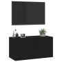 Black wall TV cabinet 80x34.5x40 cm by vidaXL, TV Furniture - Ref: Foro24-816625, Price: 73,07 €, Discount: %