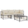 Gartenmöbel-Set 4-teilig und anthrazitfarbene PE-Rattan-Kissen von vidaXL, Outdoor-Sofas - Ref: Foro24-3186696, Preis: 316,81...