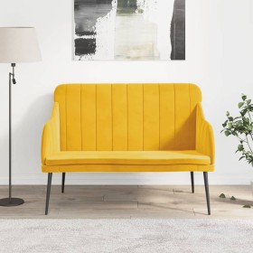 Banco de terciopelo amarillo 110x76x80 cm de vidaXL, Bancos - Ref: Foro24-351470, Precio: 145,02 €, Descuento: %