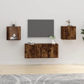 Wall TV cabinets 2 pcs smoked oak 40x34.5x40 cm by vidaXL, TV Furniture - Ref: Foro24-816651, Price: 54,99 €, Discount: %