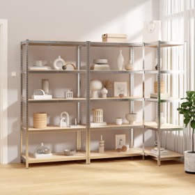 Shelving 5 levels 3 units steel plywood silver by vidaXL, Industrial shelving - Ref: Foro24-3154173, Price: 125,77 €, Discoun...