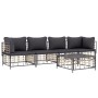 5-teiliges Gartenmöbel-Set und anthrazitfarbene PE-Rattan-Kissen von vidaXL, Outdoor-Sofas - Ref: Foro24-3186701, Preis: 384,...