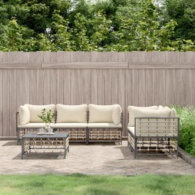 Gartenmöbel-Set 6-teilig und anthrazitfarbene PE-Rattan-Kissen von vidaXL, Outdoor-Sofas - Ref: Foro24-3186704, Preis: 471,99...