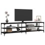 Mueble de TV metal y madera contrachapada negro 200x30x50 cm de vidaXL, Muebles TV - Ref: Foro24-826759, Precio: 80,73 €, Des...