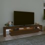 Mueble de TV con luces LED marrón roble 230x36,5x40 cm de vidaXL, Muebles TV - Ref: Foro24-3152793, Precio: 169,09 €, Descuen...