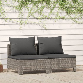 2-Sitzer-Gartensofa mit grauen synthetischen Rattankissen von vidaXL, Gartensets - Ref: Foro24-362691, Preis: 154,83 €, Rabat...