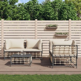 Gartenmöbel-Set 5-teilig und Kissen aus PE-Rattan Anthrazit von vidaXL, Outdoor-Sofas - Ref: Foro24-3186702, Preis: 418,30 €,...