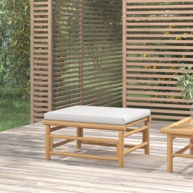 Garden footrest made of bamboo with light gray cushion by vidaXL, Modular outdoor sofas - Ref: Foro24-362280, Price: 86,89 €,...