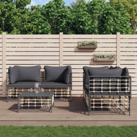 5-piece garden furniture set and anthracite PE rattan cushions by vidaXL, Outdoor sofas - Ref: Foro24-3186703, Price: 394,99 ...