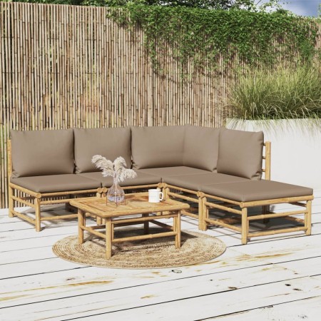 6-piece bamboo garden furniture set with taupe gray cushions by vidaXL, Garden sets - Ref: Foro24-3155135, Price: 578,74 €, D...