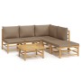 6-piece bamboo garden furniture set with taupe gray cushions by vidaXL, Garden sets - Ref: Foro24-3155135, Price: 578,74 €, D...