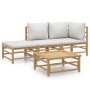 Garden furniture set 4 pieces bamboo and light gray cushions by vidaXL, Garden sets - Ref: Foro24-3155080, Price: 253,43 €, D...