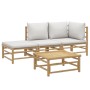 Garden furniture set 4 pieces bamboo and light gray cushions by vidaXL, Garden sets - Ref: Foro24-3155080, Price: 253,43 €, D...