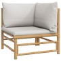 Garden furniture set 4 pieces bamboo and light gray cushions by vidaXL, Garden sets - Ref: Foro24-3155080, Price: 253,43 €, D...