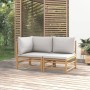 Garden furniture set 2 pieces bamboo and light gray cushions by vidaXL, Modular outdoor sofas - Ref: Foro24-362276, Price: 21...