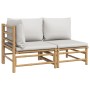 Garden furniture set 2 pieces bamboo and light gray cushions by vidaXL, Modular outdoor sofas - Ref: Foro24-362276, Price: 21...