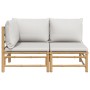 Garden furniture set 2 pieces bamboo and light gray cushions by vidaXL, Modular outdoor sofas - Ref: Foro24-362276, Price: 21...