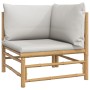 Garden furniture set 2 pieces bamboo and light gray cushions by vidaXL, Modular outdoor sofas - Ref: Foro24-362276, Price: 21...