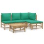 Set de muebles de jardín 5 piezas bambú con cojines verde de vidaXL, Conjuntos de jardín - Ref: Foro24-3155145, Precio: 312,9...