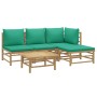 5-piece bamboo garden furniture set with green cushions by vidaXL, Garden sets - Ref: Foro24-3155145, Price: 311,51 €, Discou...