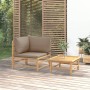 2-piece bamboo garden furniture set with taupe gray cushions by vidaXL, Modular outdoor sofas - Ref: Foro24-362285, Price: 12...