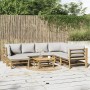 8-piece garden furniture set made of bamboo with light gray cushions by vidaXL, Garden sets - Ref: Foro24-3155095, Price: 680...