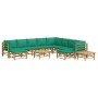 Set de muebles de jardín 12 piezas bambú con cojines verde de vidaXL, Conjuntos de jardín - Ref: Foro24-3155163, Precio: 819,...