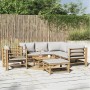 Gartenmöbel-Set 8-teilig aus Bambus und hellgrauen Kissen von vidaXL, Gartensets - Ref: Foro24-3155094, Preis: 719,42 €, Raba...