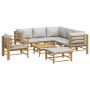 Set de muebles de jardín 8 piezas bambú y cojines gris claro de vidaXL, Conjuntos de jardín - Ref: Foro24-3155094, Precio: 71...