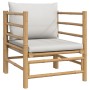 Garden furniture set 8 pieces bamboo and light gray cushions by vidaXL, Garden sets - Ref: Foro24-3155094, Price: 719,42 €, D...