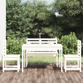 Garten-Essgruppe 4-teilig aus massivem weißem Kiefernholz von vidaXL, Gartensets - Ref: Foro24-3154696, Preis: 382,46 €, Raba...