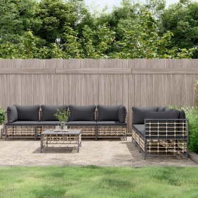 Gartenmöbel-Set 8-teilig und anthrazitfarbene PE-Rattan-Kissen von vidaXL, Outdoor-Sofas - Ref: Foro24-3186707, Preis: 611,99...