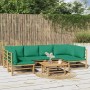 7-piece bamboo garden furniture set with green cushions by vidaXL, Garden sets - Ref: Foro24-3155166, Price: 534,99 €, Discou...