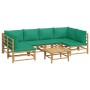 Set de muebles de jardín 7 piezas bambú con cojines verde de vidaXL, Conjuntos de jardín - Ref: Foro24-3155166, Precio: 536,1...