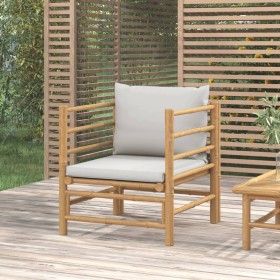 Bamboo garden sofa with light gray cushions by vidaXL, Modular outdoor sofas - Ref: Foro24-362281, Price: 127,99 €, Discount: %