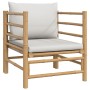 Bamboo garden sofa with light gray cushions by vidaXL, Modular outdoor sofas - Ref: Foro24-362281, Price: 128,22 €, Discount: %