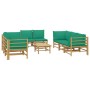 9-piece bamboo garden furniture set with green cushions by vidaXL, Garden sets - Ref: Foro24-3155155, Price: 725,87 €, Discou...