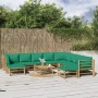 11-piece bamboo garden furniture set with green cushions by vidaXL, Garden sets - Ref: Foro24-3155161, Price: 845,97 €, Disco...