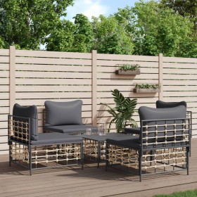 5-teiliges Gartenmöbel-Set und anthrazitfarbene PE-Rattan-Kissen von vidaXL, Outdoor-Sofas - Ref: Foro24-3186711, Preis: 344,...