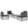 5-teiliges Gartenmöbel-Set und anthrazitfarbene PE-Rattan-Kissen von vidaXL, Outdoor-Sofas - Ref: Foro24-3186711, Preis: 358,...