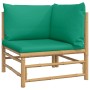 Bambus-Gartenecksofa mit grünen Kissen von vidaXL, Modulare Sofas für den Außenbereich - Ref: Foro24-362293, Preis: 84,99 €, ...